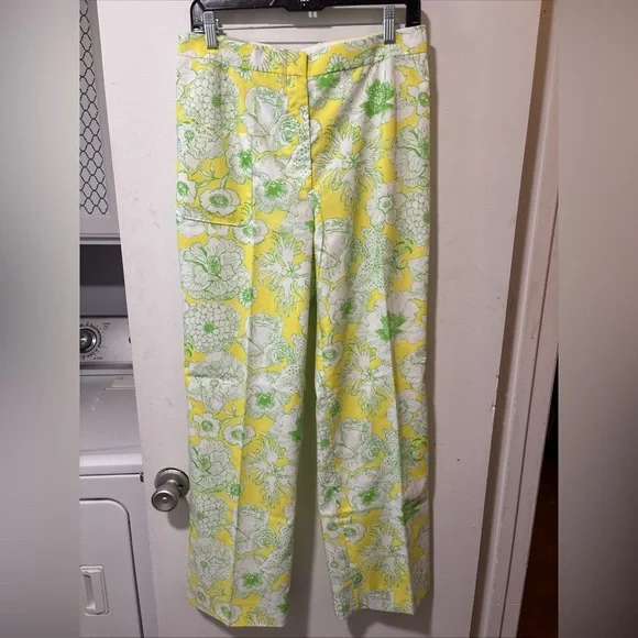 Vintage 1960s The Lilly Pulitzer Front Pocket Yellow Floral Pants Wht Label 14